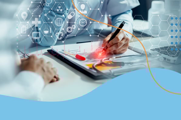 Clinician reviewing patient data with advanced healthcare technology – seamless documentation and RCM integration from ChartPath EHR.