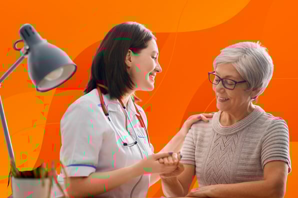 Nurse providing patient-centered care to older adult – ChartPath EHR supports better outcomes for LTPAC providers.