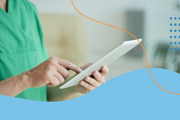 Clinician entering patient data into electronic case reporting software for automated public health reporting.